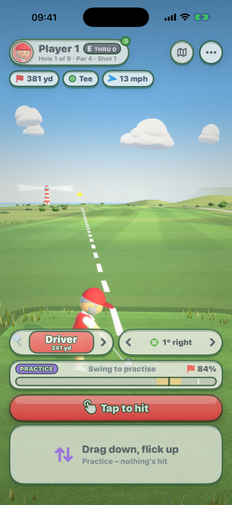 A hole flyover with par and yardage