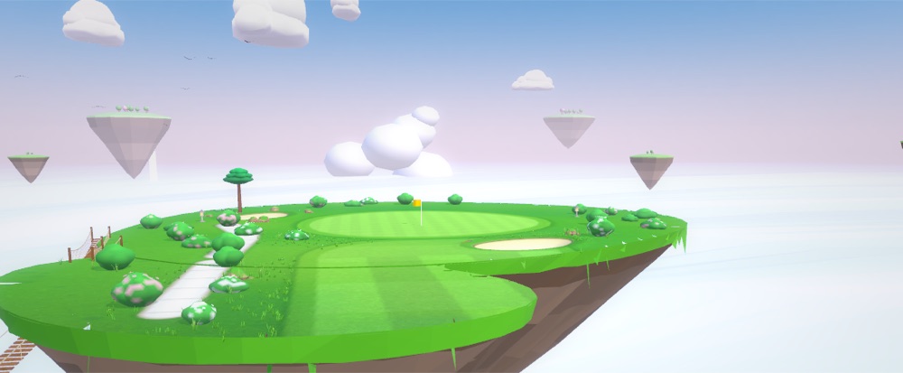 An island green floating above the clouds at Cloud Isles